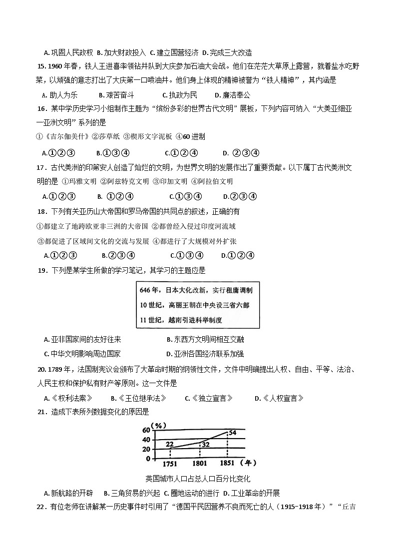 2025年天津市南开区高一学业水平合格性考试模拟考试历史试卷（含答案）第3页