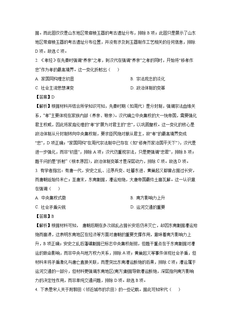 历史：2025届山东省济南市高三下学期三模试题（解析版）第2页