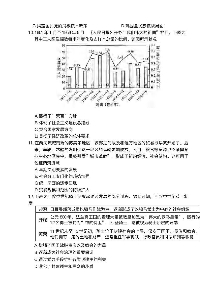历史丨青桐鸣大联考河南省2025届高三下学期5月全真模拟卷·高考考前适应性考试试卷及答案第3页