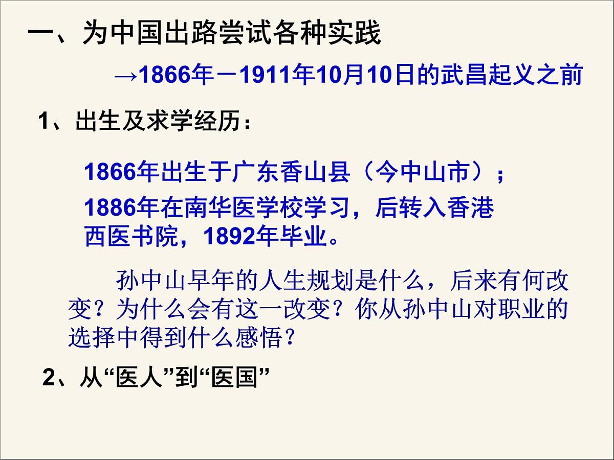 人民版高中历史选修4  4-1《中国民族民主革命的先行者——孙中山》课件第6页