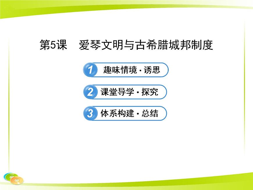 岳麓版高中历史必修1 2-5《爱琴文明与古希腊城邦制度》合作探究型课件第1页