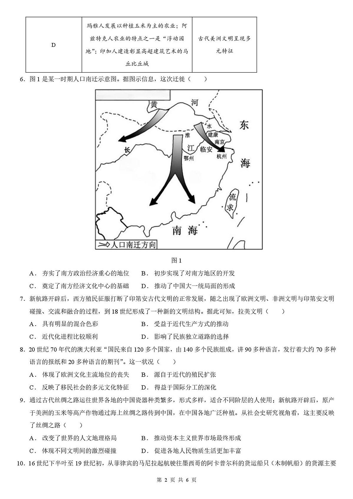 2024—2025学年度广东省东莞市三校高二第二学期期中联考历史试题（含答案）第2页