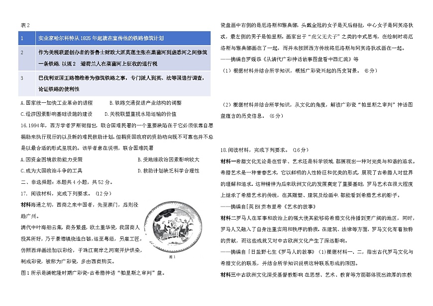 2024—2025学年度陕西省铜川市王益中学高二第二学期期中考试历史试题（含答案）第3页