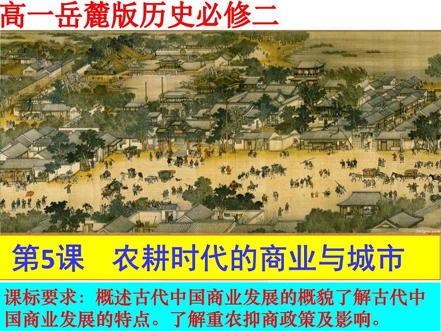 岳麓版高中历史必修2 1-5《农耕时代的商业与城市》课件第3页