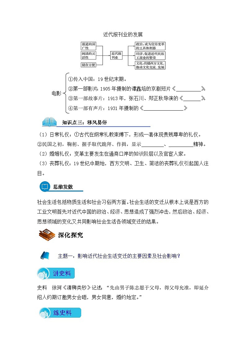 岳麓版高中历史必修2 2-12《新潮冲击下的社会生活》导学案第2页