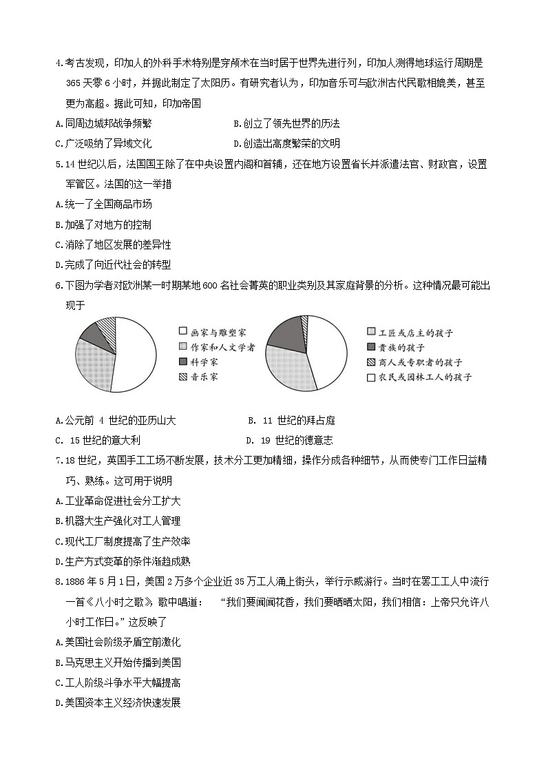 山东省青岛市2023-2024学年高一下学期期末学业水平检测历史试题第2页