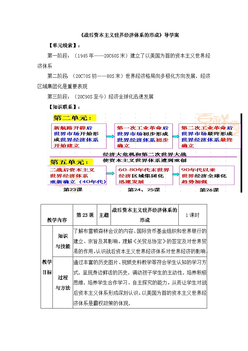 岳麓版高中历史必修2 5-23《战后资本主义世界经济体系的形成》导学案第1页