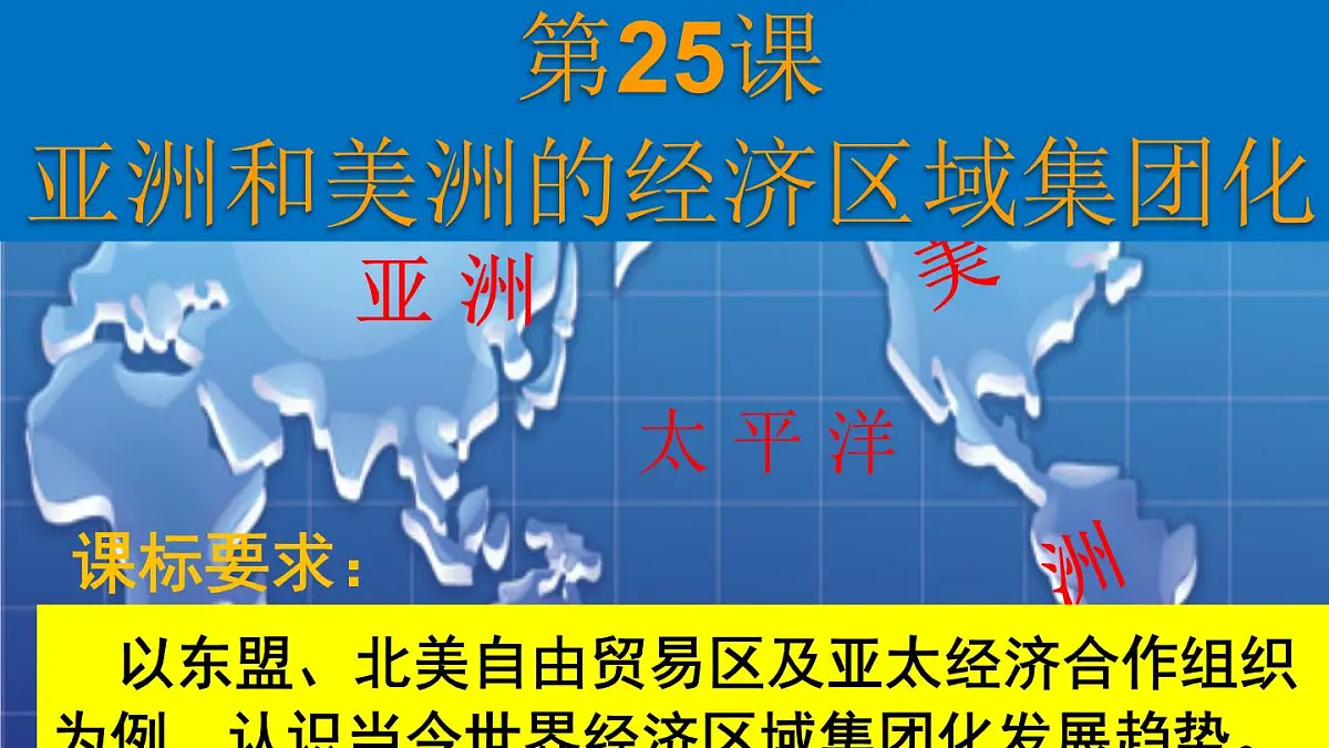 课件—岳麓版高中历史必修2 5-25《亚洲和美洲的经济区域集团化》第1页