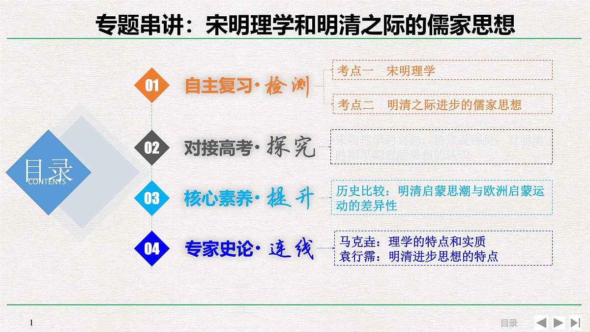 岳麓版高中历史必修3 第一单元专题串讲课件：宋明理学和明清之际的儒家思想第1页