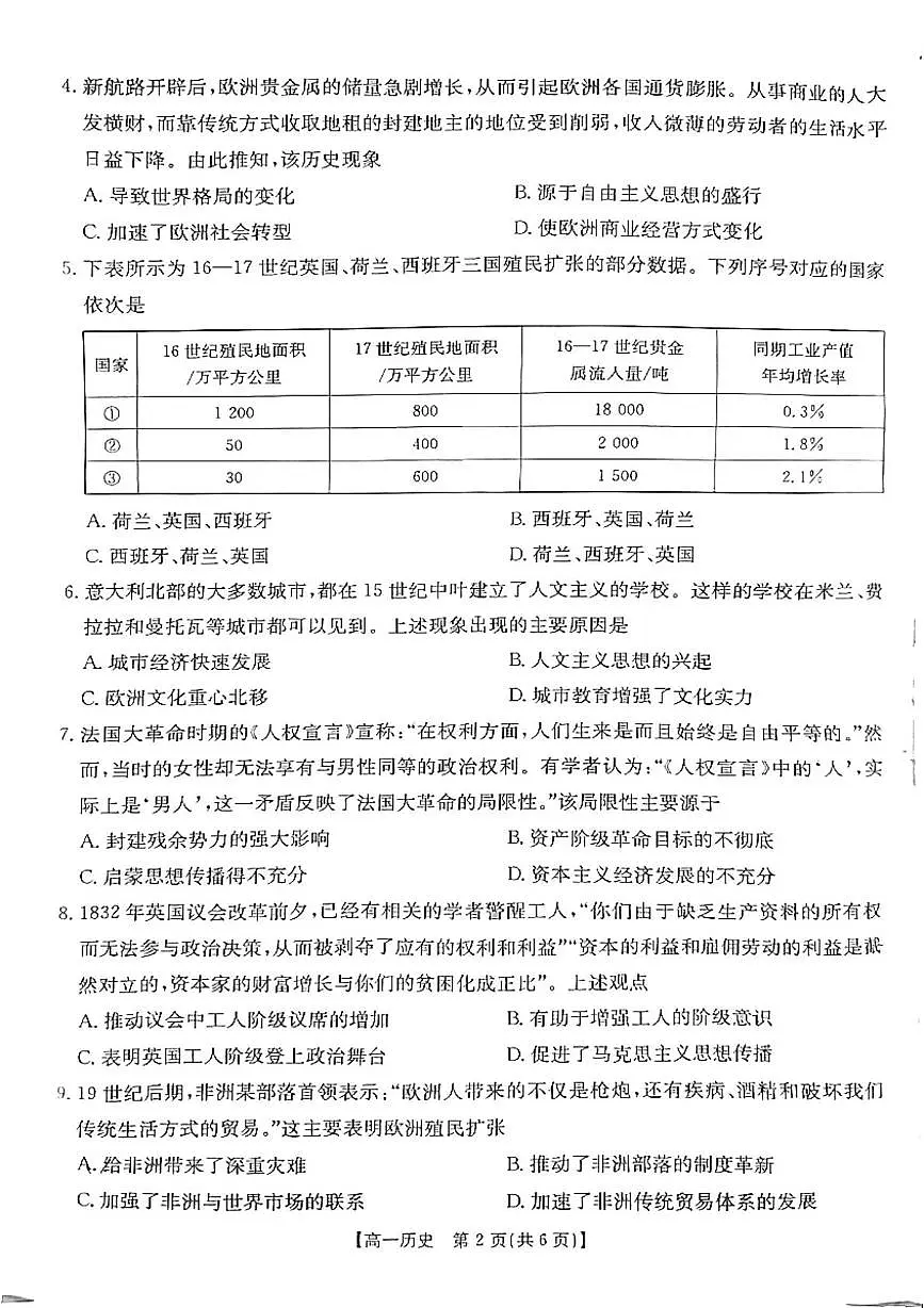 江西省“三新”协同教研共同体2024-2025学年高一下学期5月月考历史试题第2页