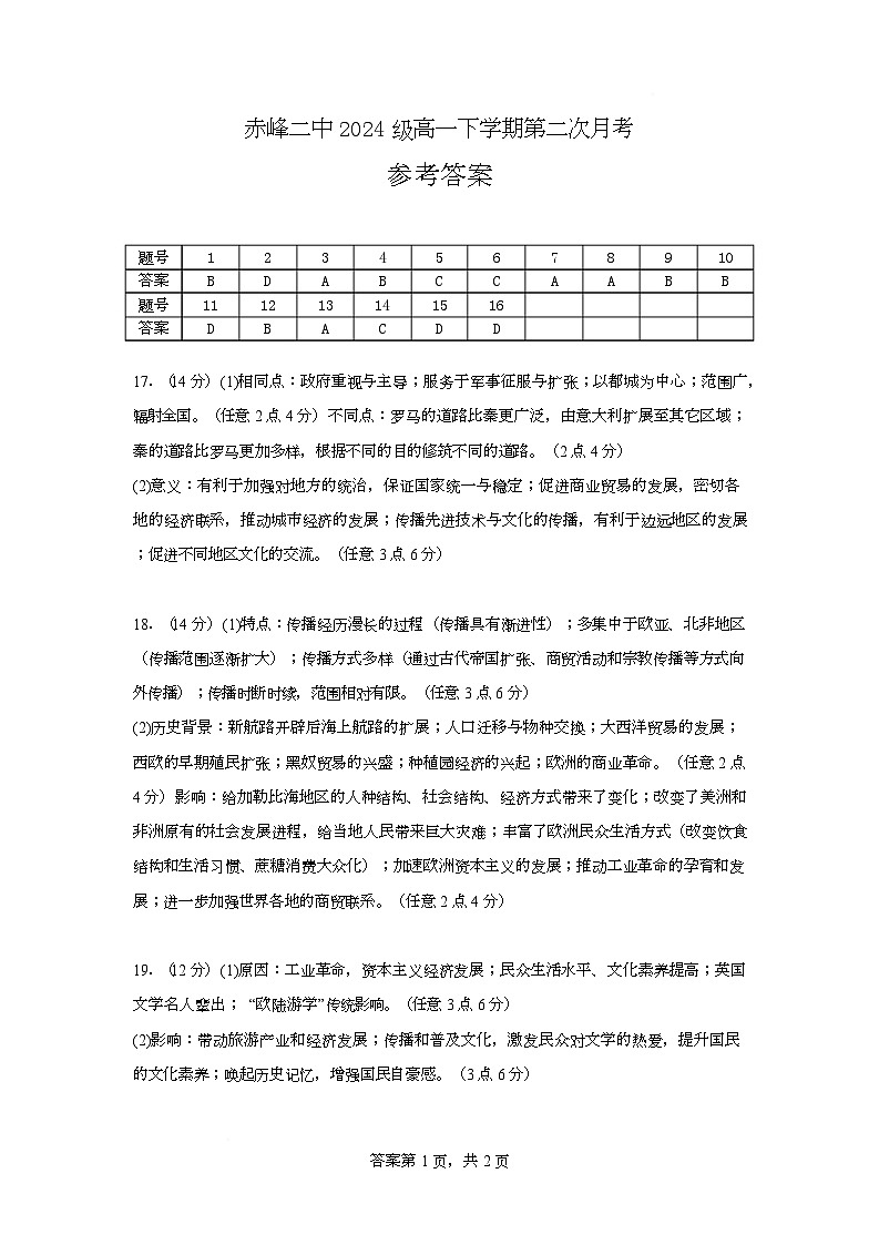 高一下第二次月考历史答案第1页
