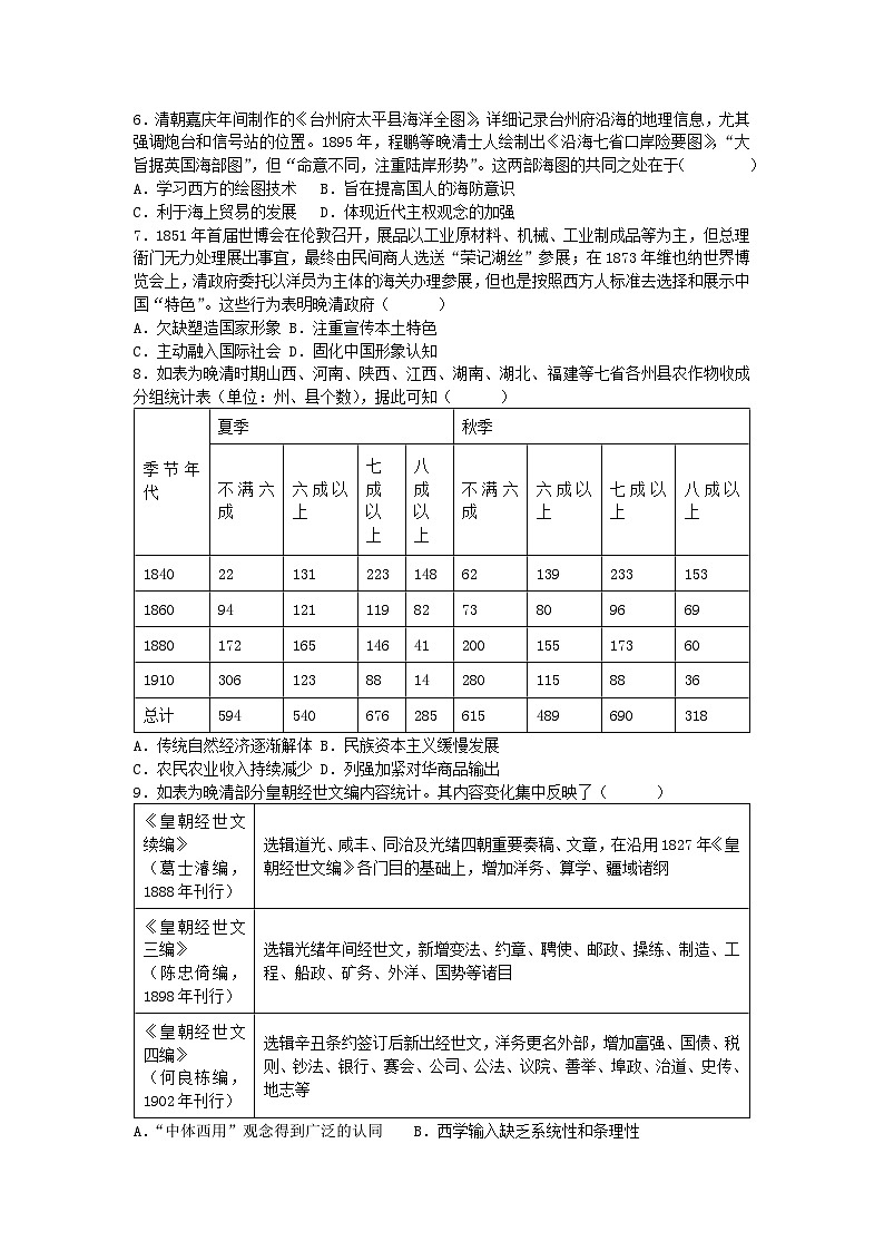 山东省2025届高三历史上学期10月月考试题第2页