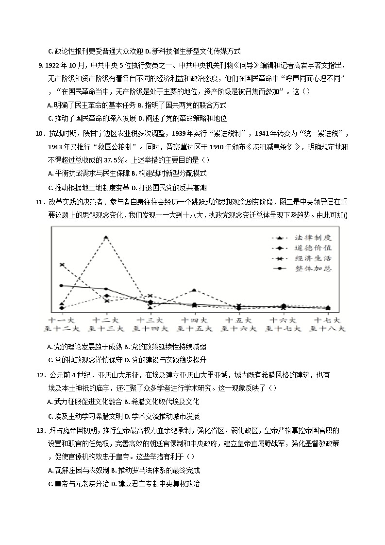 2025届广东省湛江市第二十一中学高三下学期5月模拟历史试题（含答案）第3页