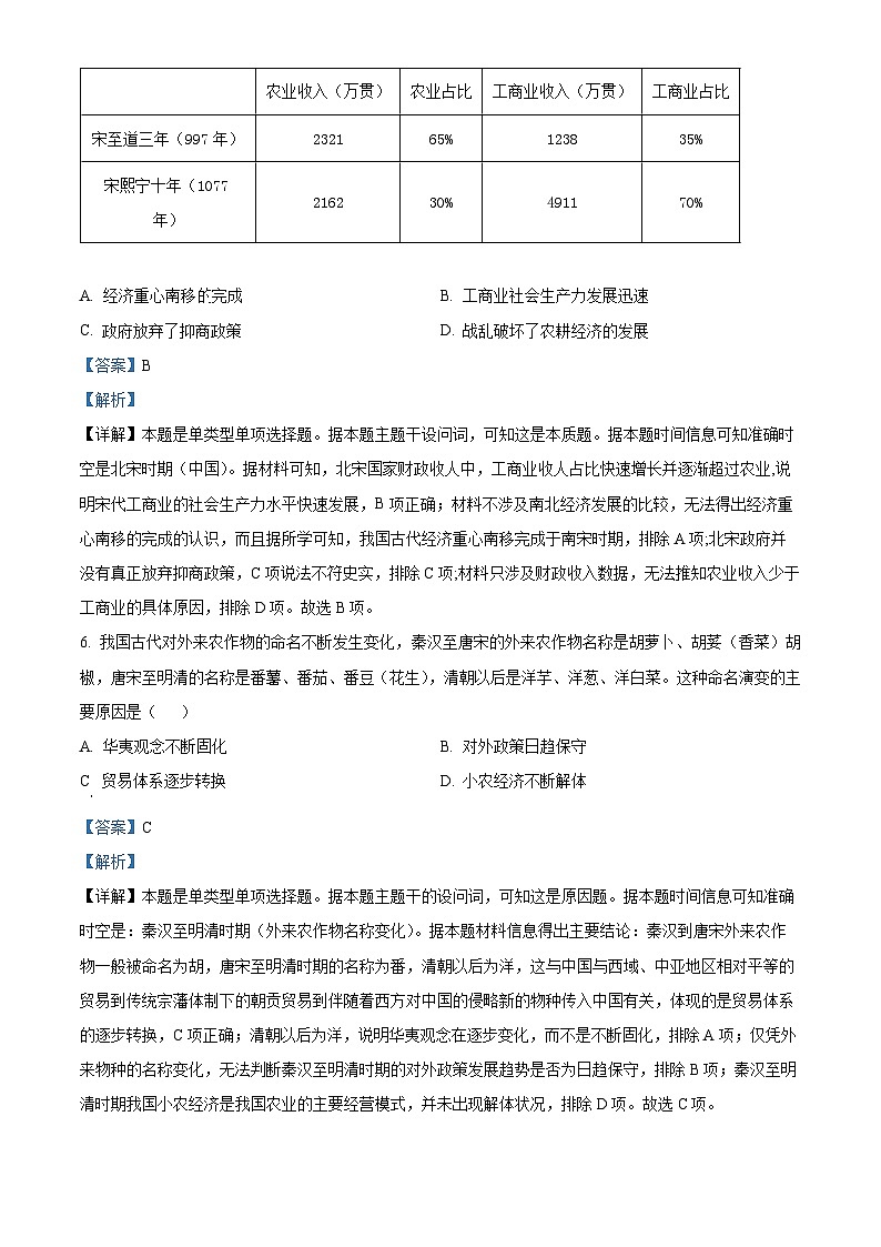 精品解析：湖南省常德市汉寿县第一中学2023-2024学年高二下学期期末历史试题（解析版）第3页