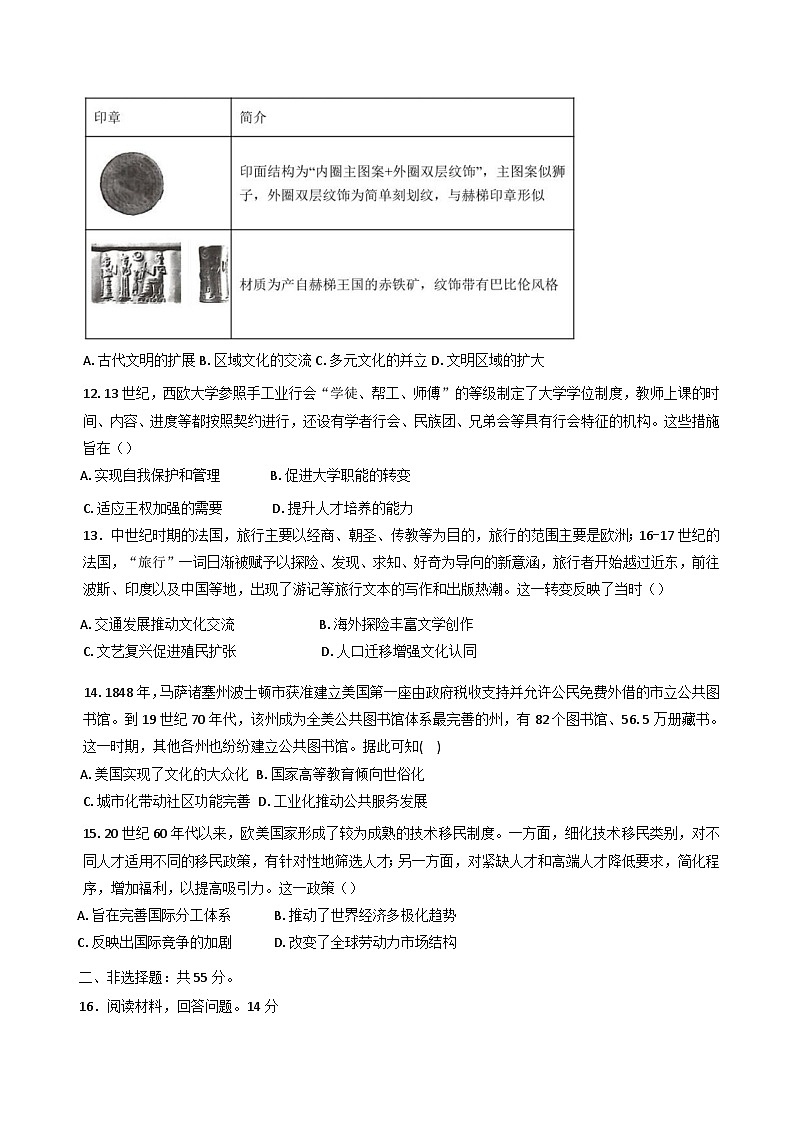 山东省德州市夏津第一中学2024-2025学年高二下学期6月月考历史试题（含解析）第3页