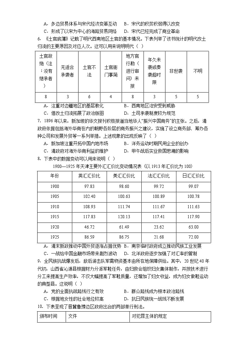 2025届陕西省安康市高新中学、安康中学高新分校高三下学期5月临考预测历史试题（A卷）（含解析）第2页