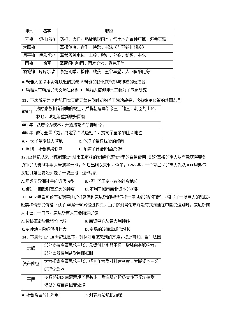 湖南省长沙市第一中学2024-2025学年高一下学期期末考试历史试卷（含解析）第3页