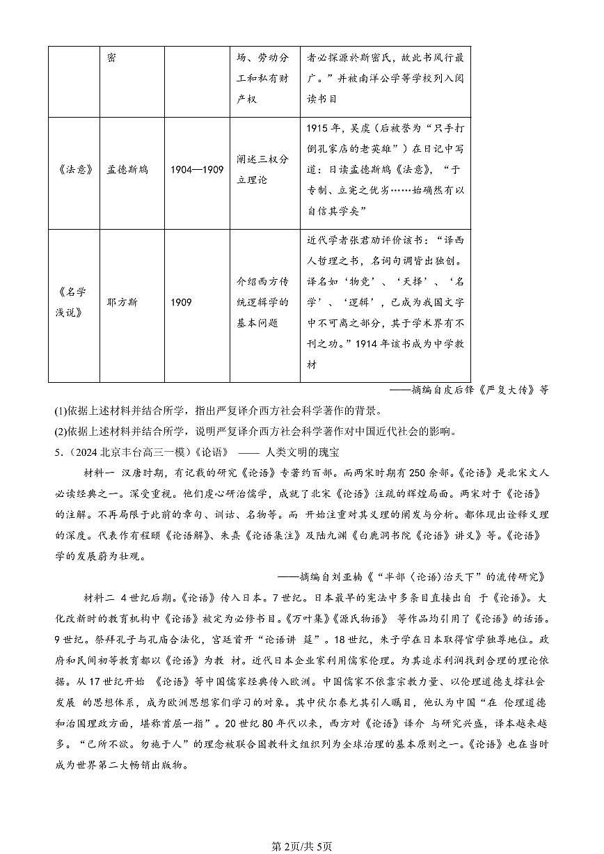 2023-2025北京高三一模[高考模拟]历史汇编：中华文化的世界意义第2页