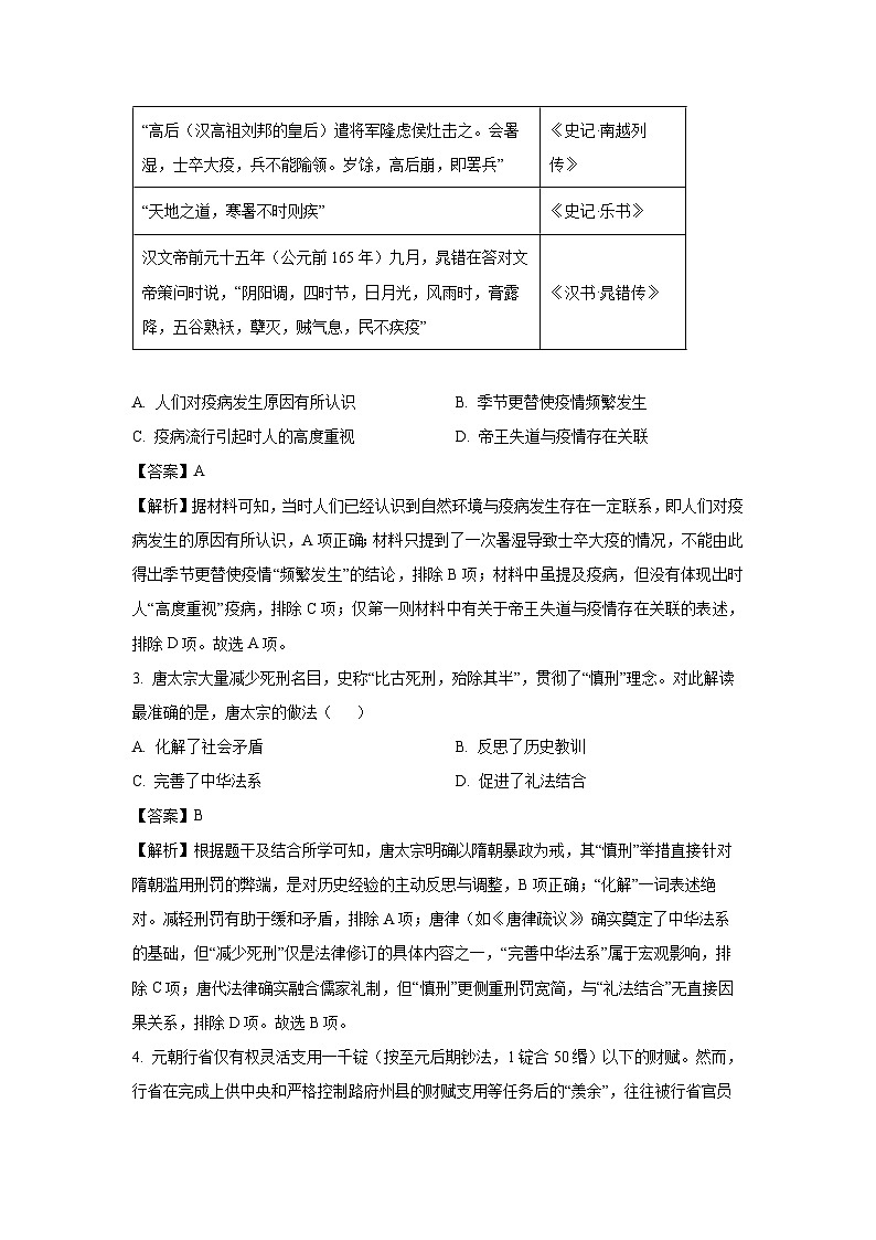 湖南省部分校2024-2025学年高二下学期期中考试历史试卷（解析版）第2页