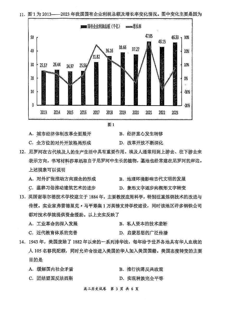 江苏省盐城市2024-2025学年高二下学期期末考试历史试卷第3页