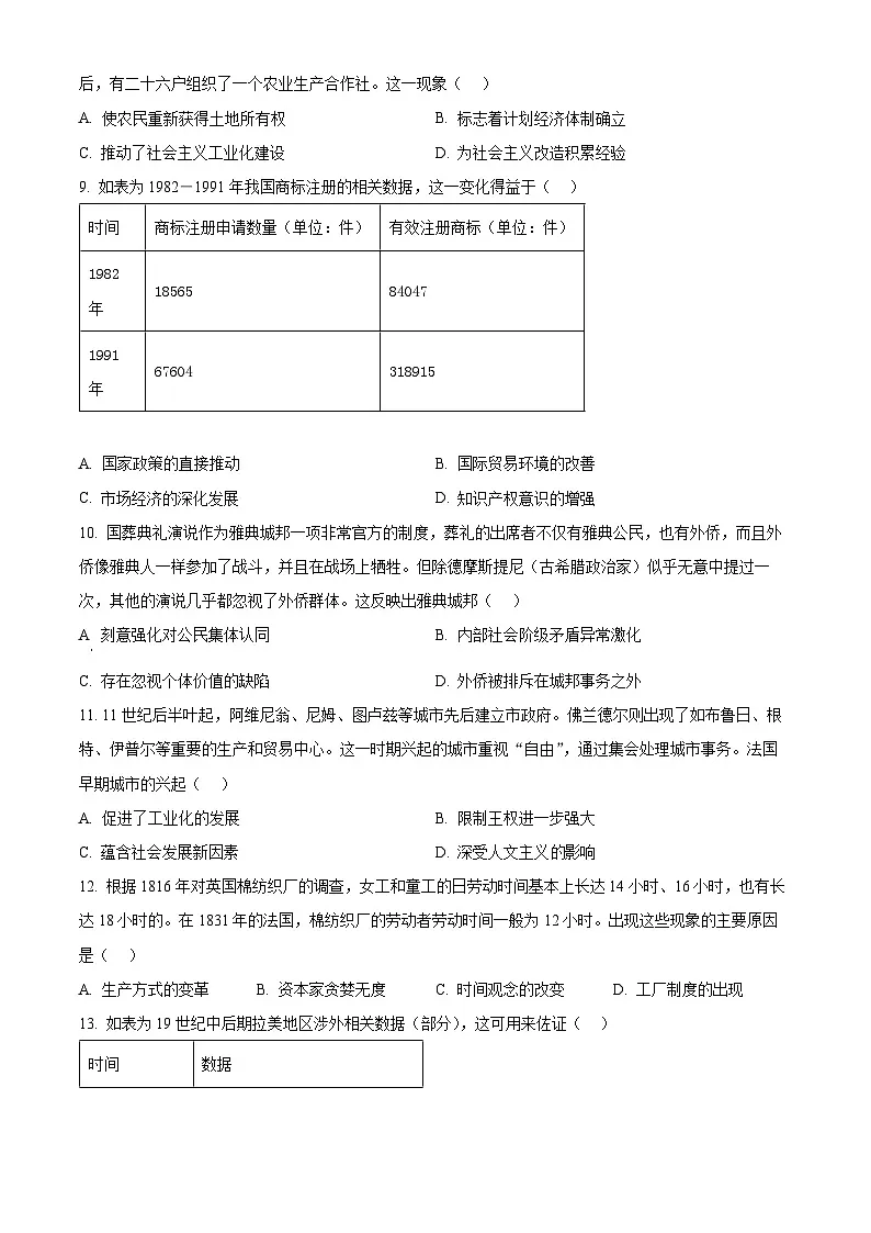 2025届山东省名校考试联盟高三下学期4月模拟考试（二模）历史试题 Word版无答案第3页