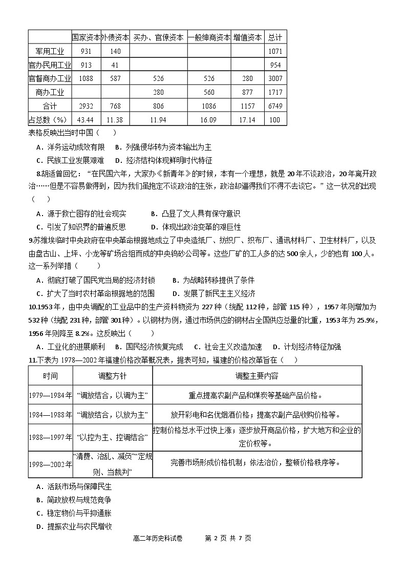 福建省永春第一中学2024-2025学年高二下学期期中考试历史试题第2页