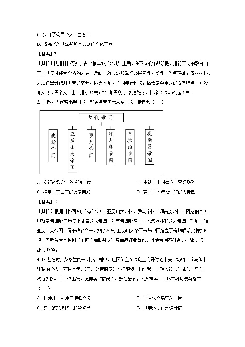 【历史】广东省潮州市2023-2024学年高一下学期期末试题（解析版）第2页