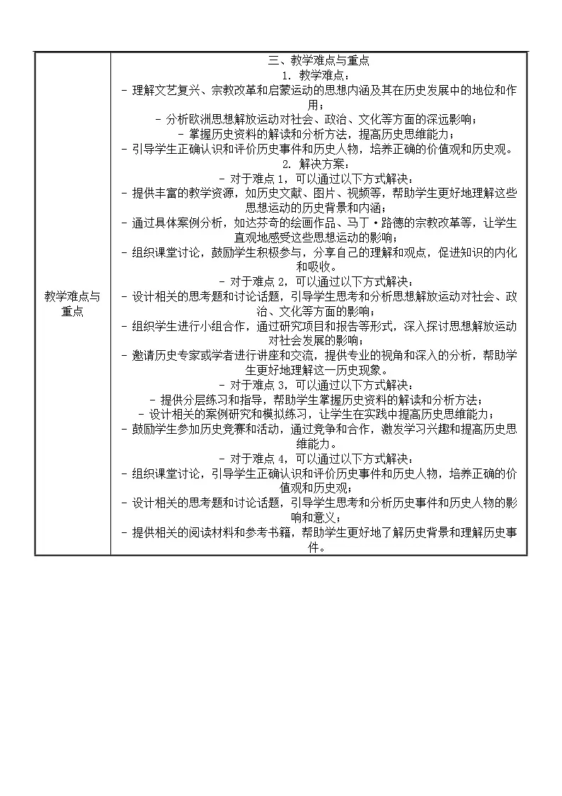 2024-2025学年统编版（2019）必修中外历史纲要下 第8课欧洲的思想解放运动（教学设计）第2页