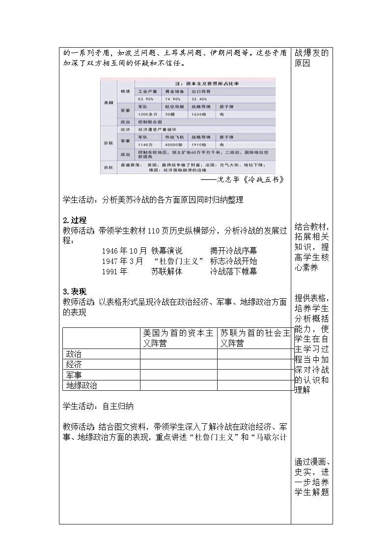 2024-2025学年统编版（2019）必修中外历史纲要下 第18课 冷战与国际格局的演变（教学设计）第3页