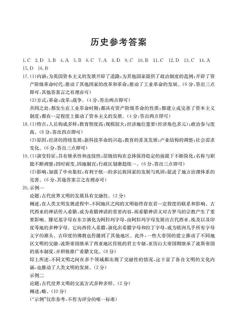 历史答案第1页