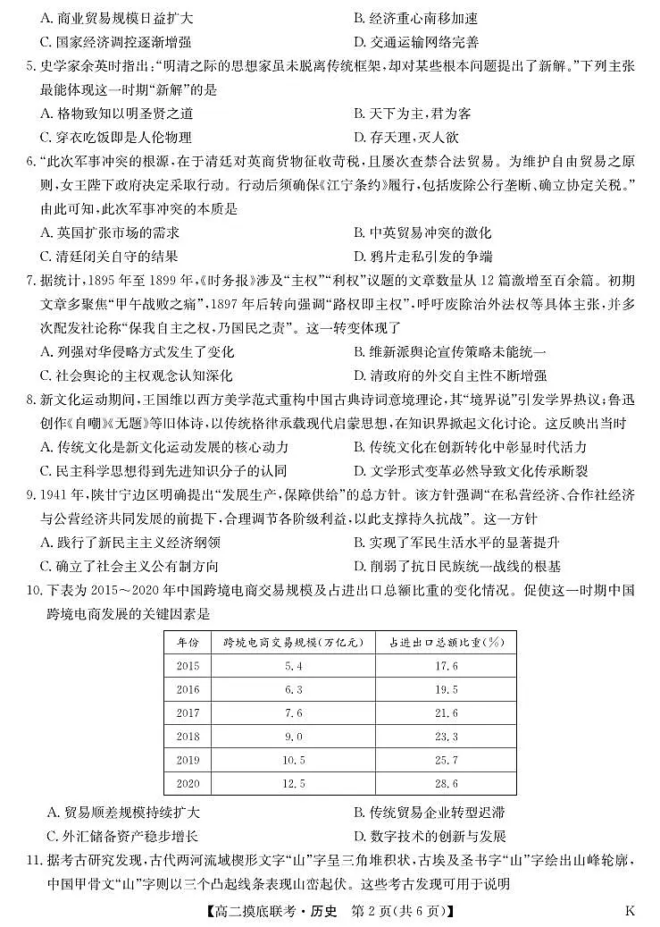 历史-摸底联考（K）第2页
