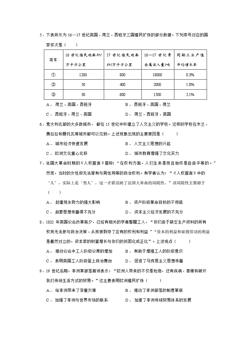 2024—2025学年度江西省三新协同教研共同体高一第二学期5月联考历史试题（含答案）第2页