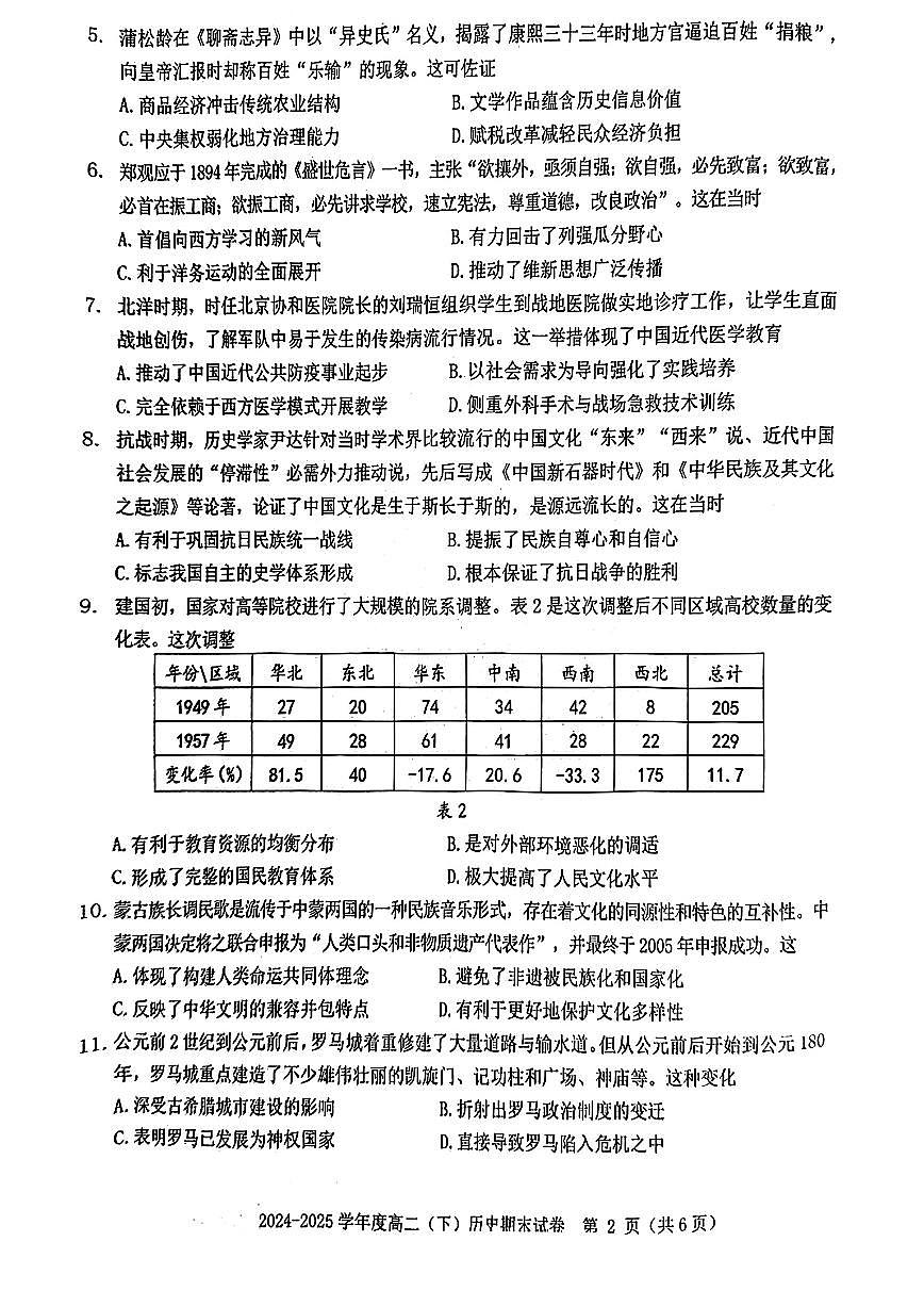 历史试卷第2页