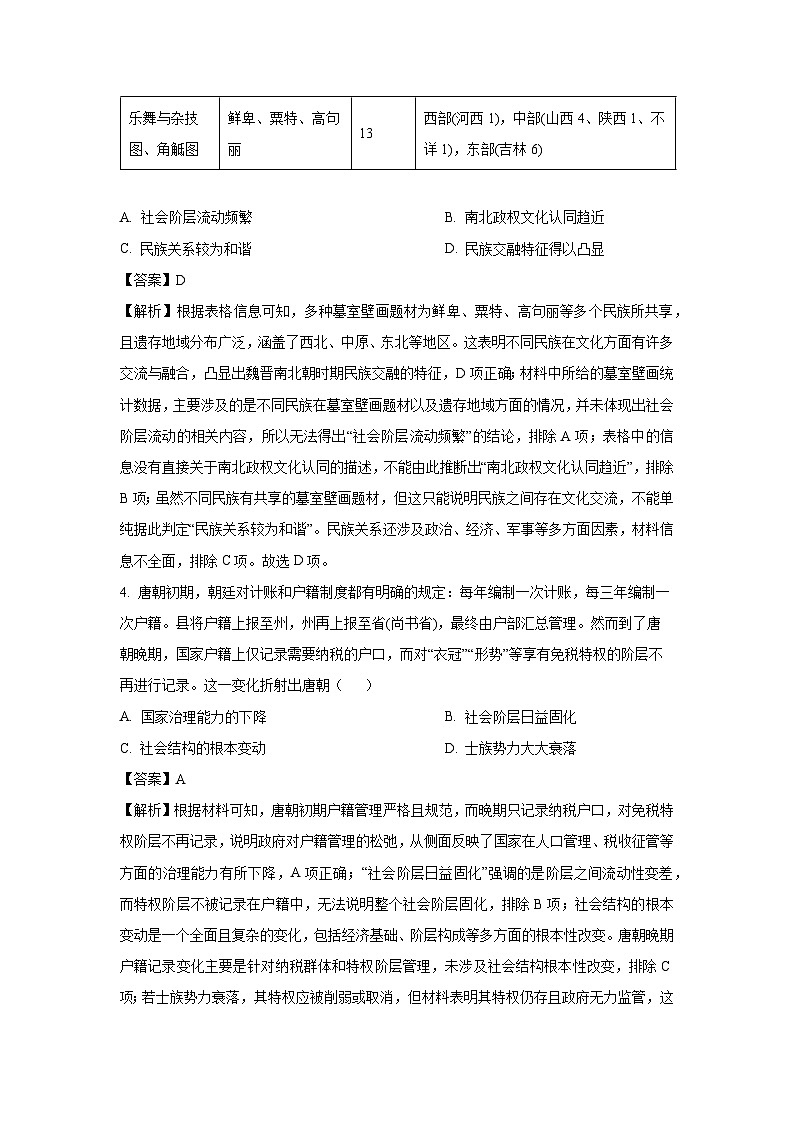 【历史】2025届山西省部分名校高三下学期5月质量检测（押题）试题（解析版）第3页