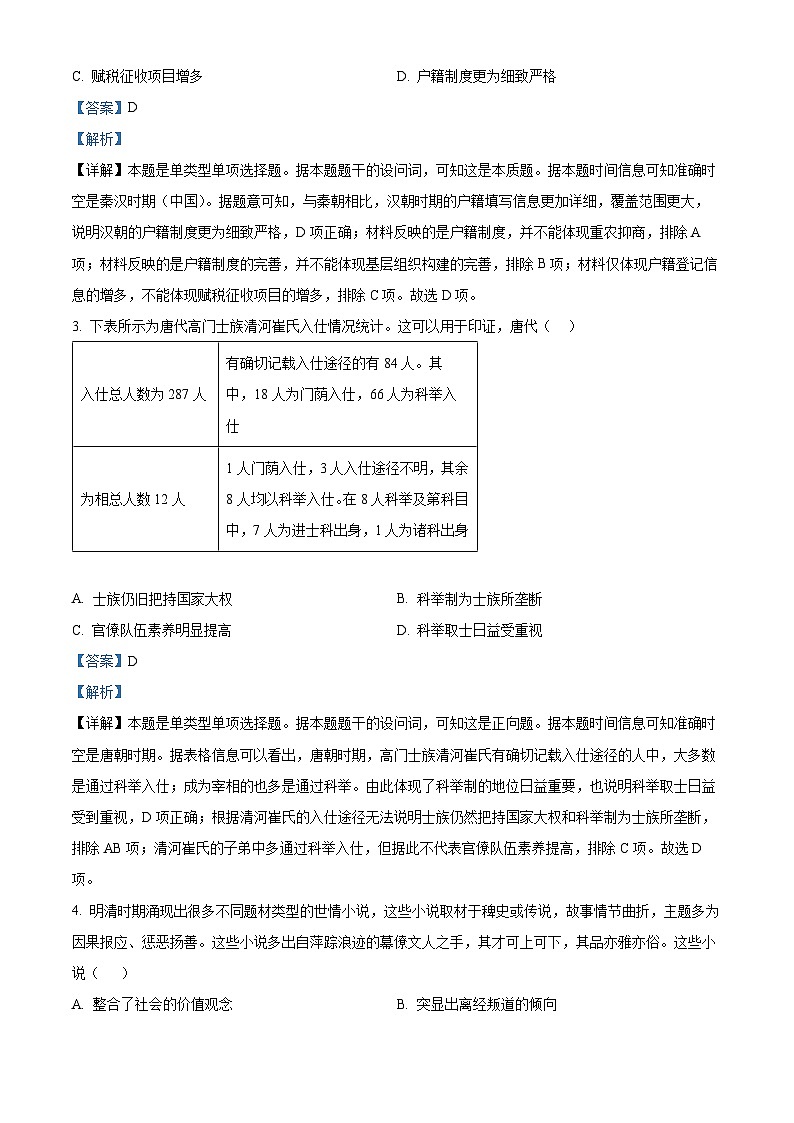 河南省周口市2024届高三下学期5月全真模拟文科综合试题-高中历史 Word版含解析第2页