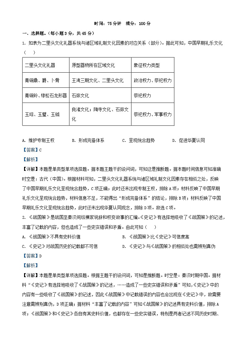 四川省2024_2025学年高三历史上学期10月月考题含解析第1页