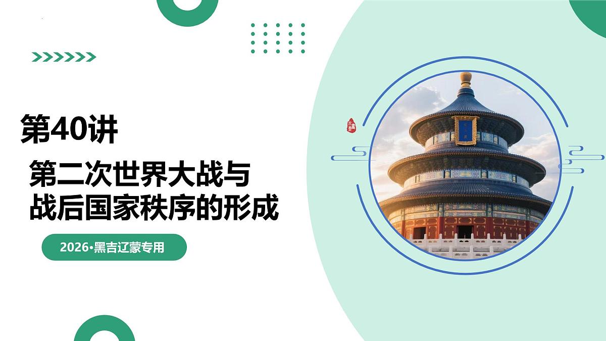 第40讲 第二次世界大战与战后国家秩序的形成（复习课件）（黑吉辽蒙专用）-2026年高考历史一轮复习第1页