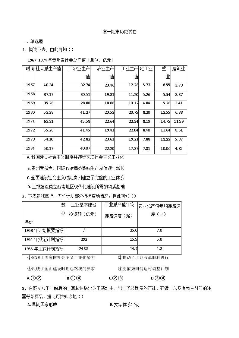 湖南省长沙市第二十一中学2024-2025学年高一下学期期末考试历史试题（解析版）第1页
