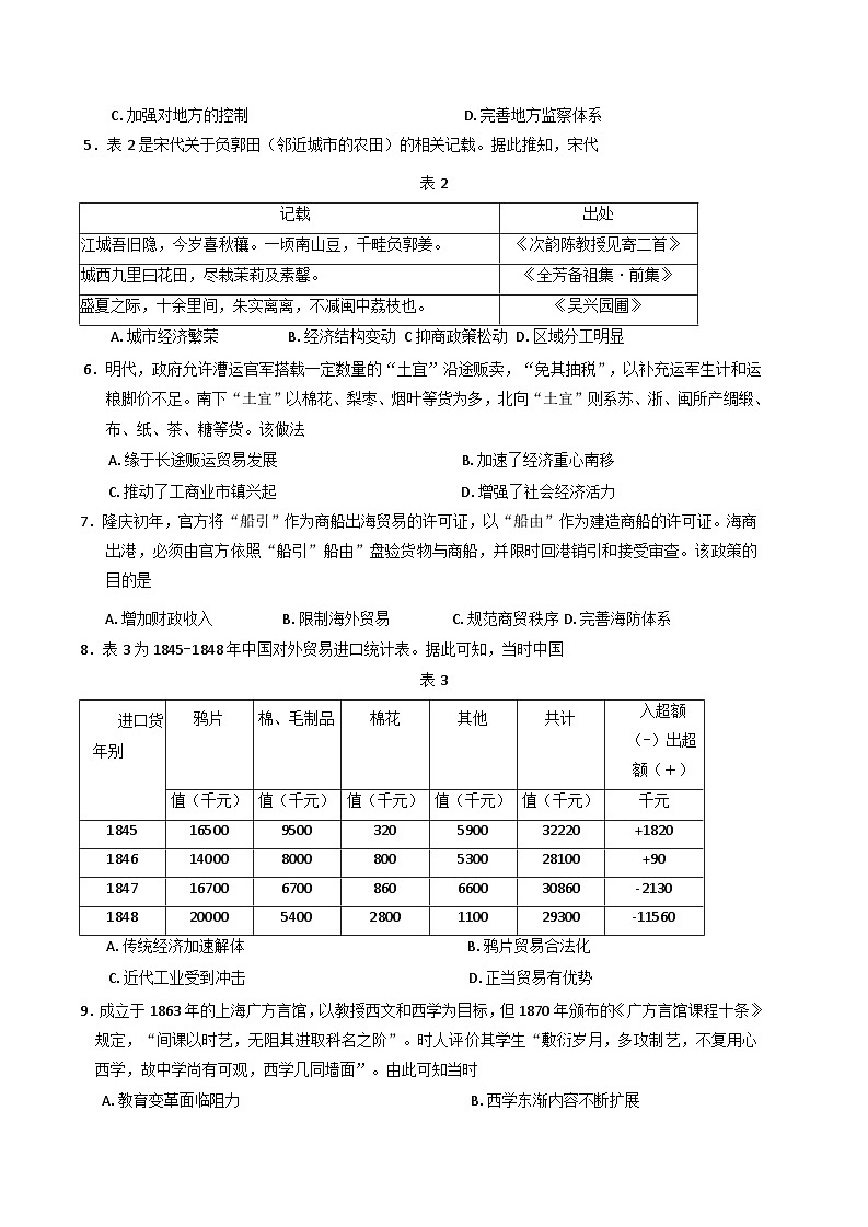 山东省潍坊市2024-2025学年高二下学期期末考试历史试题（含答案）第2页