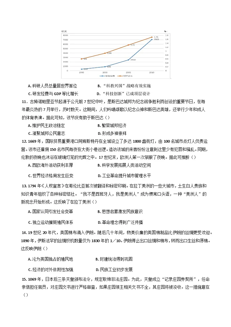 福建省泉州科技中学2024-2025学年高二下学期期中考试历史试题（含答案）第3页