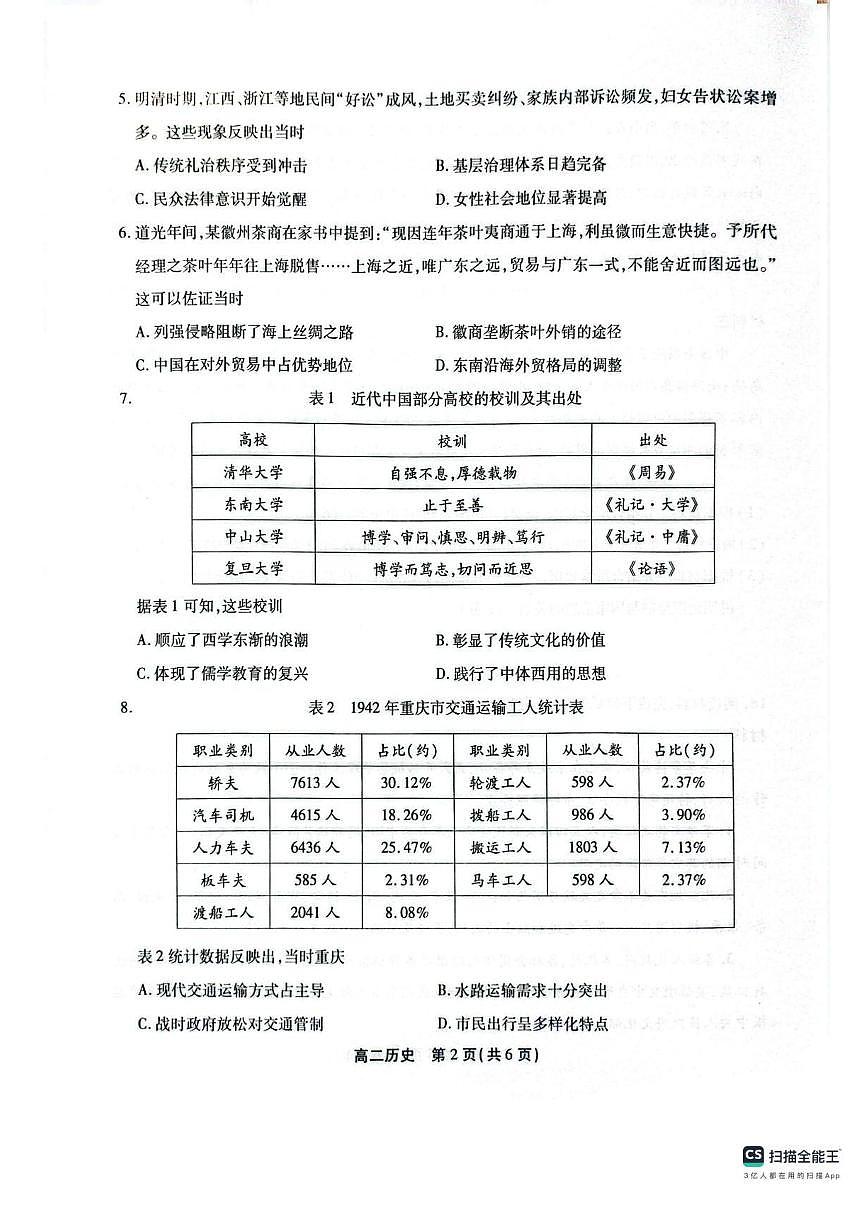 安徽省江淮协作体&鼎尖教育2025届新高二下学期7月期末联合监测-历史试卷+答案第2页