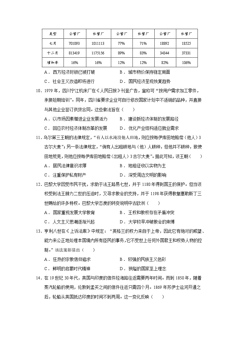 2024—2025学年度贵州省铜仁市高二第二学期期末考试历史试题（含答案）第3页