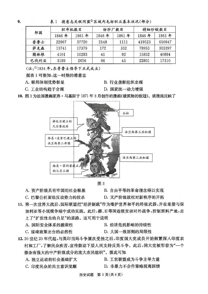 四川省成都市2023级高中毕业班摸底测试（成都零诊）历史第3页