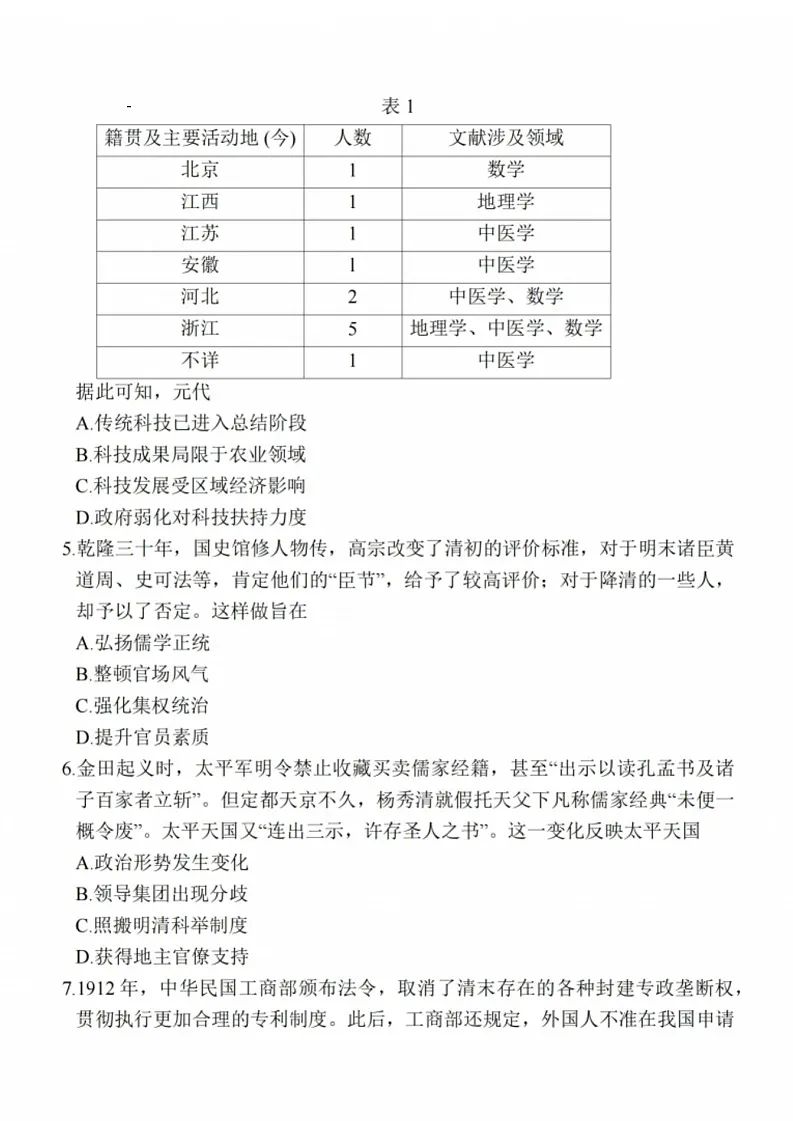 江苏省泰州市2024-2025学年高三下学期开学调研测试-历史试题（含答案）第2页