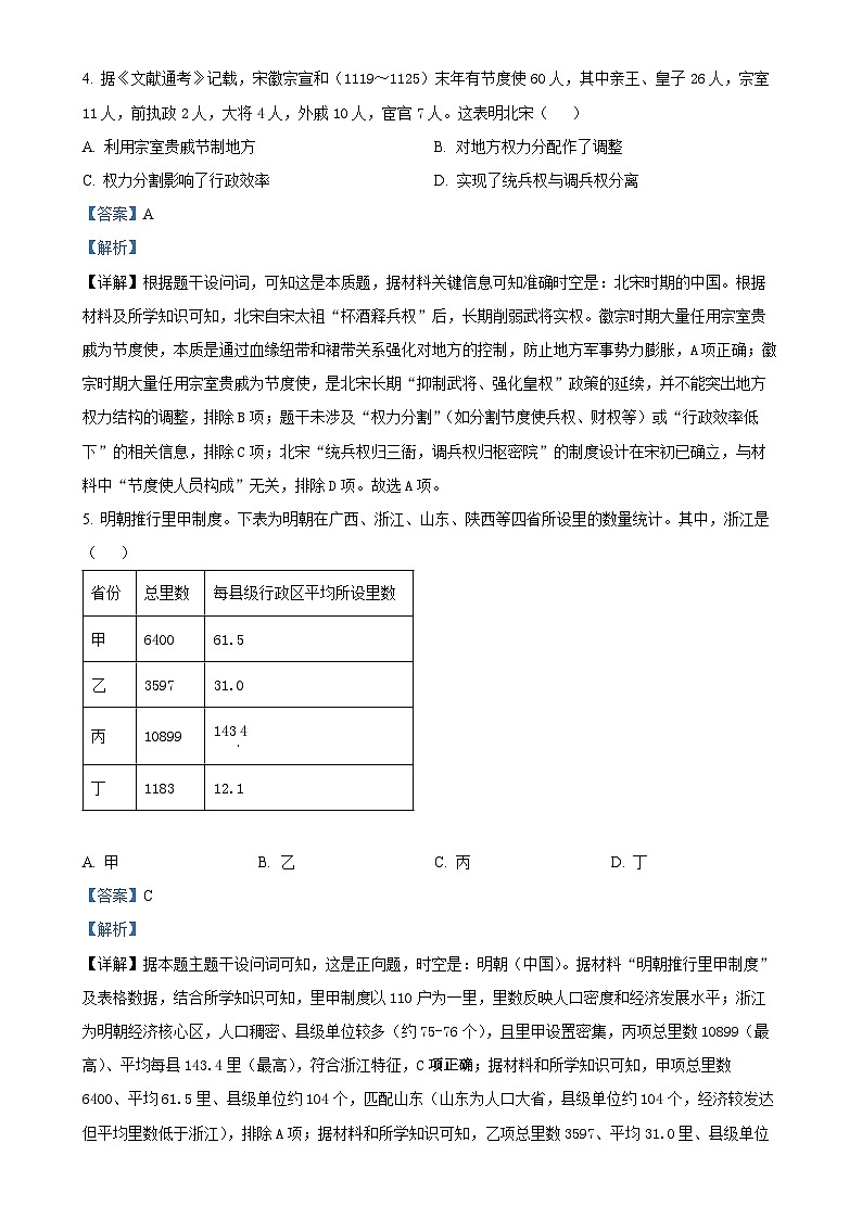 2025年山东高考历史真题（解析版）-A4第3页