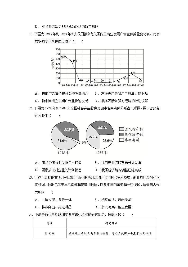 2026届云南省昭通市第一中学等三校高三上学期备考实用性联考（一）历史试题（含答案）第3页