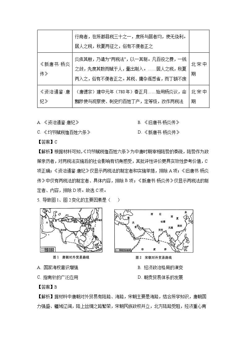 安徽省合肥市部分省级示范高中2024-2025年高二下学期期末联考历史试卷（解析版）第3页