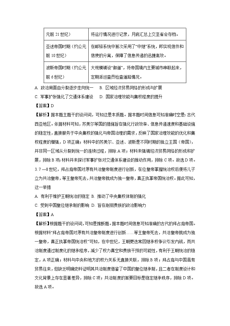 云南省宣威市部分学校2024-2025学年高一下学期期末学业水平检测历史试卷（解析版）第2页