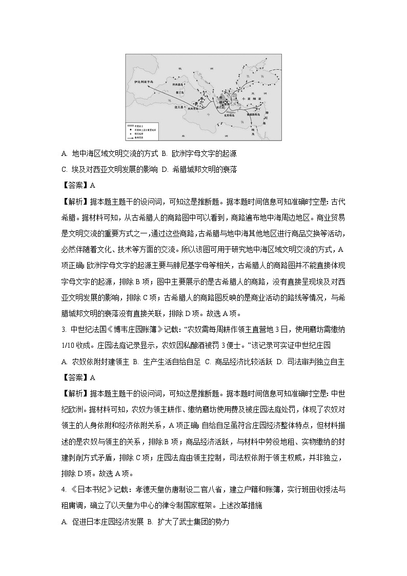 安徽省马鞍山市2024-2025学年高一下学期期末教学质量检测历史试卷（解析版）第2页