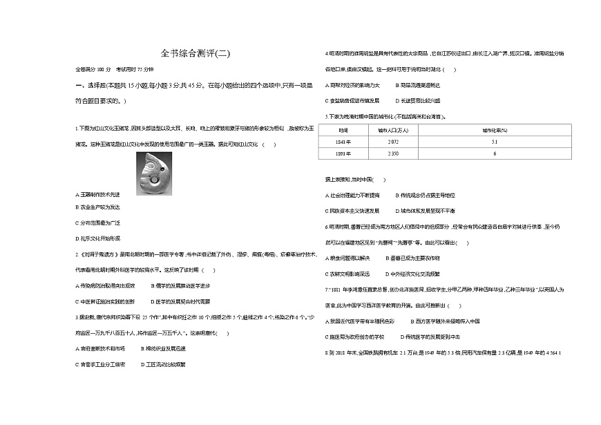 统编版高中历史高二上册选择性必修2期末测试卷（二）含答案解析第1页